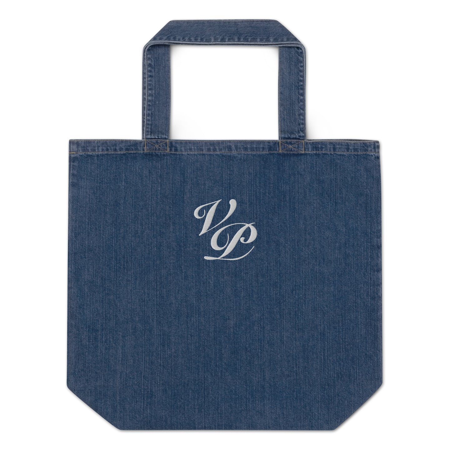 VP Organic Denim Tote Bag White Stitch