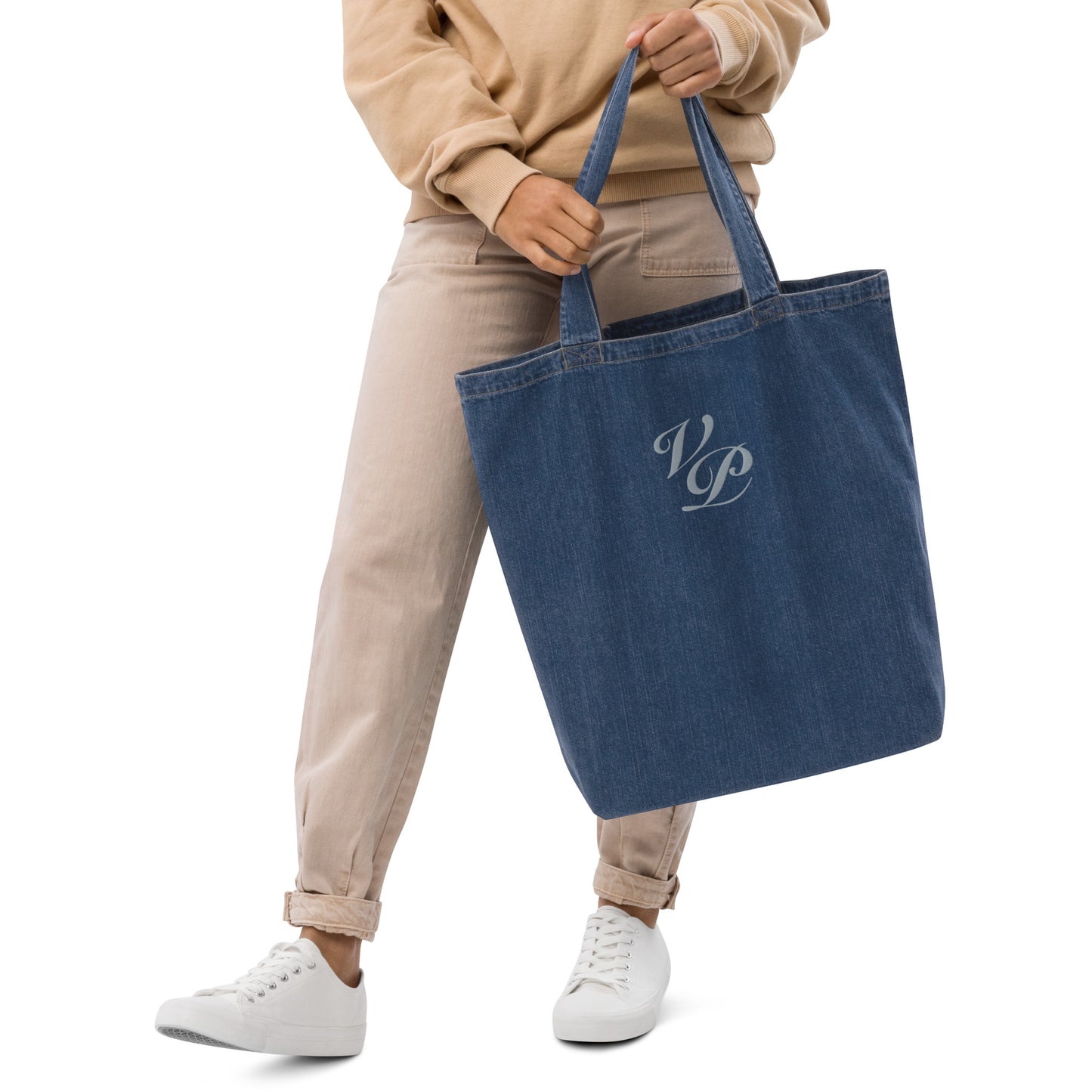 VP Organic Denim Tote Bag Grey Stitch