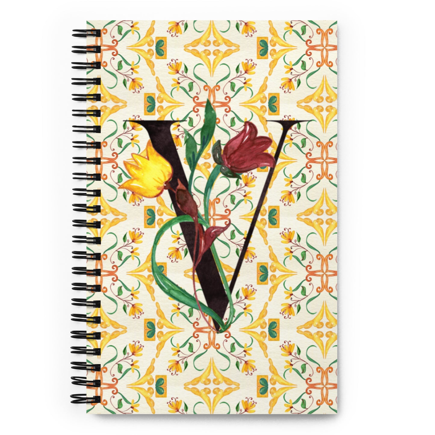 Tuscan Tile Design Spiral Notebook with Alphabet