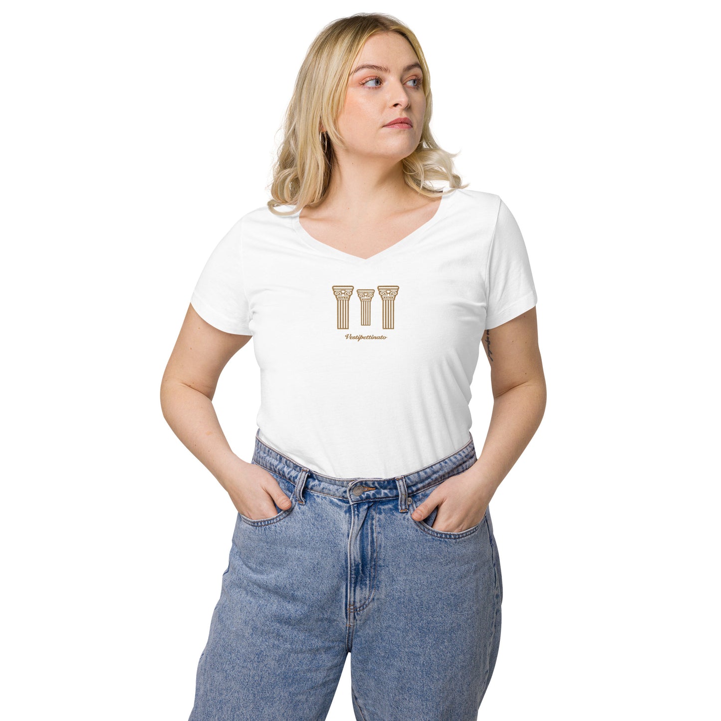 Roman Pillar Women’s Fitted V-neck T-shirt